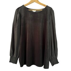 J.Jill Black Velour Mixed Media Top Plus Women’s Size 2X Great Condition